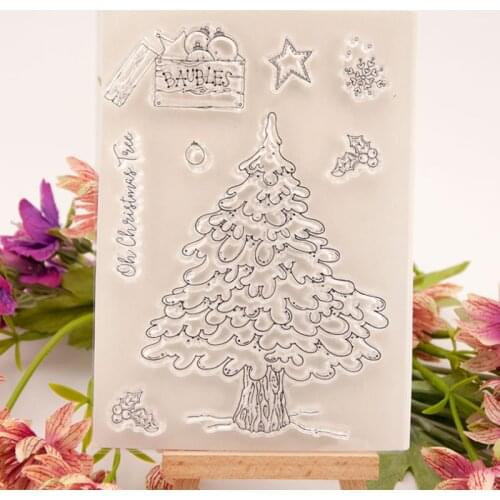 Pine Tree Deer Transparent Clear Silicone Stamp Seal Cutting DIY Scrapbook Rubber Coloring Embossing Diary Decoration Reusable