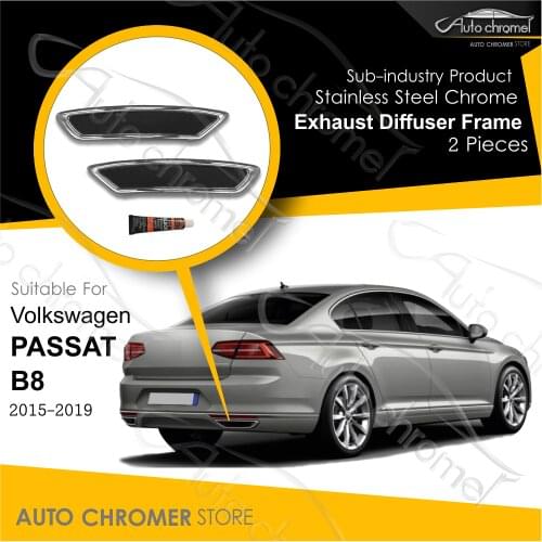 For Passat B8 Stainless Steel Exhaust Diffuser Frame VW 2015-2019 Car Accessories Rear R-Line Sport Tuning Highline TSU FSI TDI