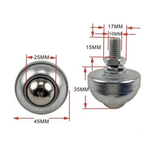 Screw rod:10mm Bovine universal ball Robot universal steel ball wheel-Diameter:45mm