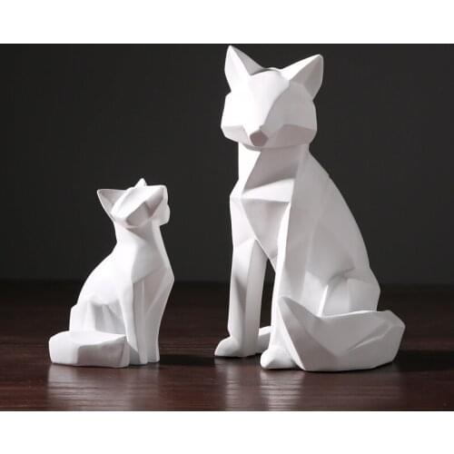 [Modern] Geometric Fox Statue Resin Arctic Fox Sculpture Fashion Home Furnishing Love Decor Craft Adornment Accessories