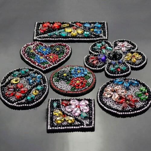 Glass diamond Heart Flower applique new cloth Nail bead tassel patches repair subsidies clothing accessories decorative sticker
