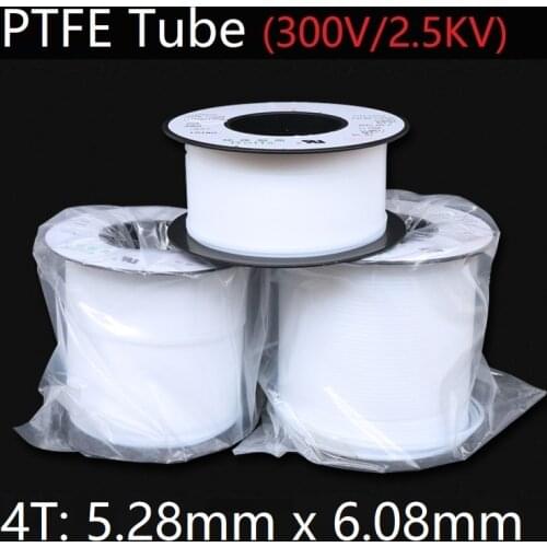 4T 5.28mm x 6.08mm PTFE Tube T eflon Insulated Rigid Capillary F4 Pipe High Temperature Resistant Transmit Hose 300V White