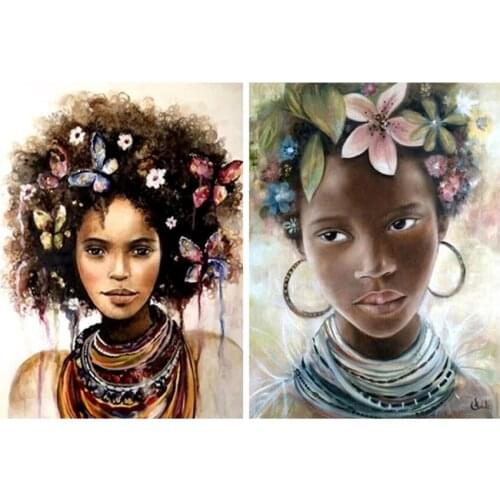 Yumeart 5D DIY Diamond Painting African Butterfly Girl,Cross-Stitch,Needlework Diamond Embroidery Full Mosaic Beaded Pattern