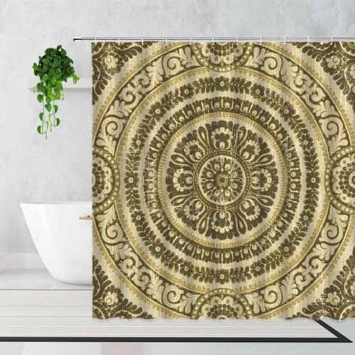 3D Mandala Flowers Geometric Shower Curtains Bohemian Style Bathroom Curtain Fabric Waterproof Polyester Bath Curtain With Hooks