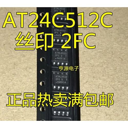 10PCS AT24C512 AT24C512C AT24C512C-SSHD-T 2FC 2FCD