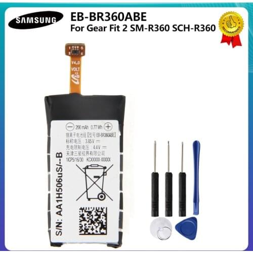 100% Original Battery EB-BR360ABE For Samsung Gear Fit2 Fit 2 R360 SM-R360 SCH-R360 Replacement Battery 200mAh