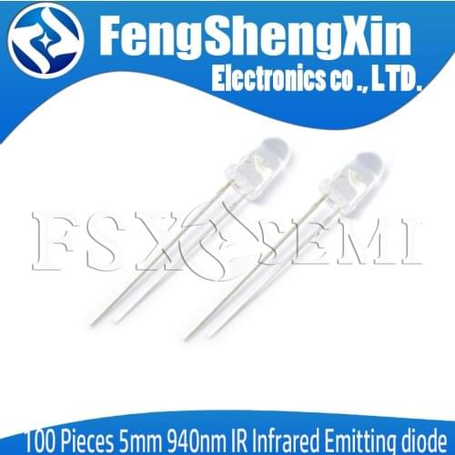 100pcs 5mm 940nm LED IR Infrared Emitting diode Round Tube Light diode