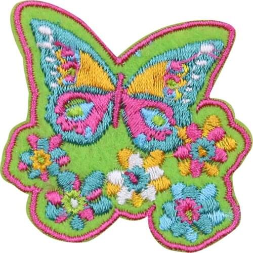 2PCS Flowers Butterfly Patches High Quality Animal Embroidery Applique Iron on Patches for Clothing Jeans Backpacks DIY Decor