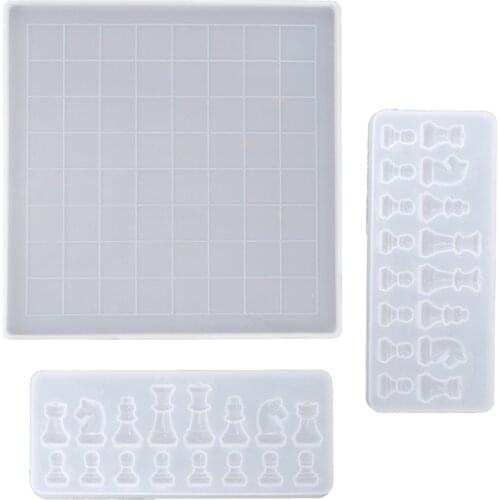Chess Board Silicone Resin Mold 2Pcs Chess Silicone Mold Chess Board Molds for Resin Casting Chess Board Mold DIY Crafts