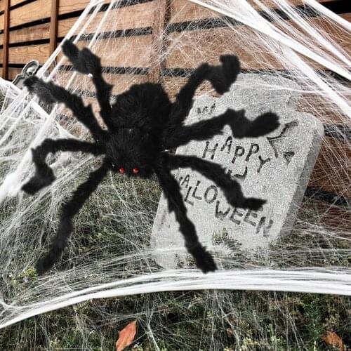 30/50/75cm Halloween Black Big Spider Haunted House Decoration Prop Simulation Plush Spiders Children Tricky Toys Party Supplies