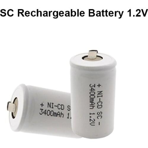 3400mAh 1.2V Rechargeable Battery 1.2 V Sub C NI-CD Cell with Welding Tabs for Electric Drill Screwdriver Batteries