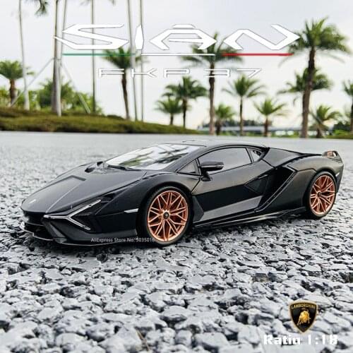 Bburago 1:18 Latest hot sale yellow Lamborghini Sian FKP37 black Retro Car Model Classic Car Model Decoration Collection gift