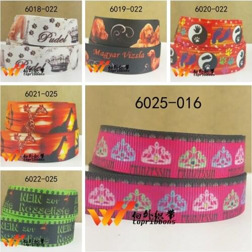 Free shipping 50 yard dog printed grosgrain ribbon 6025