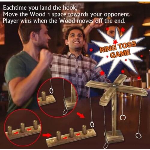 Fast-Paced Interactive Wooden Ring Throwing Game Ring Toss Game Party Toys for Party Family Bar