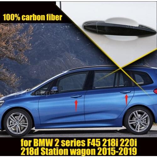100% Real Carbon Fiber Car Door Handle Cover Trim Decoration for BMW 2 Series F45 218i 220i 218d Station Wagon 2015-2019