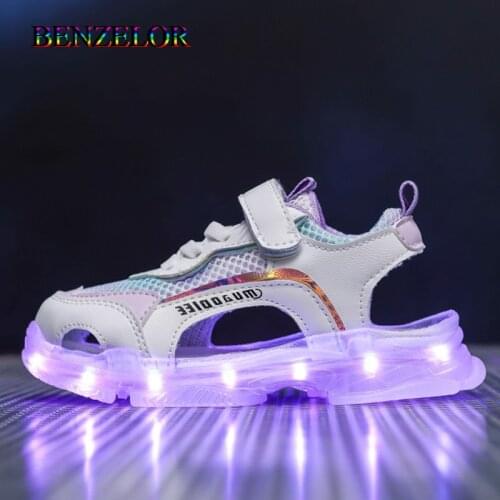 BENZELOR Summer LED Kids Shoes Children Sandals For Boys Girls Sneakers Light Up Luminous Glowing Lighting Sandles Sandalias