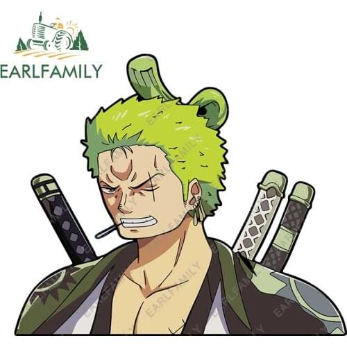 EARLFAMILY 13cm x 10.9cm Cartoon Japan Anime Roronoa Zoro Peeker Car Stickers Vinyl JDM Graffiti No Reflective Auto Motor Decals