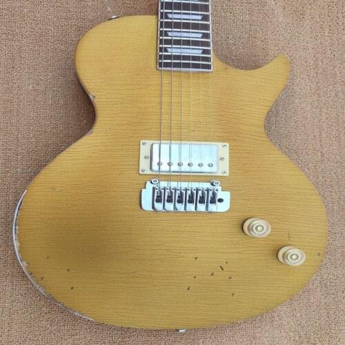 Retro electric guitar, golden and wine red guitar, body neck integration, custom guitar, free transportation