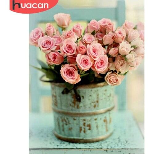 HUACAN Diamond Painting Cross Stitch Flower Full Square/round Diamond Mosaic Diamond Embroidery Rhinestone Picture Wall Art