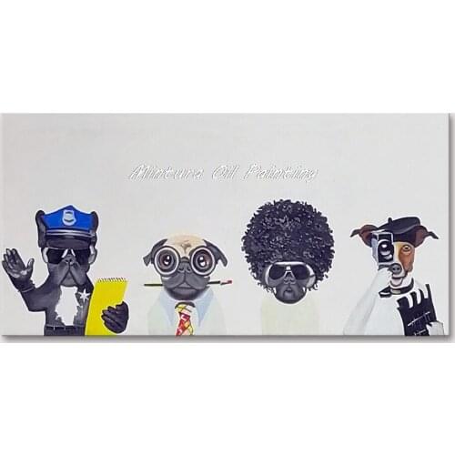Mintura Wall Picture for Living Room Oil Painting on Canvas Hand Painted Different Classes of Dogs Home Decor Wall Art No Framed