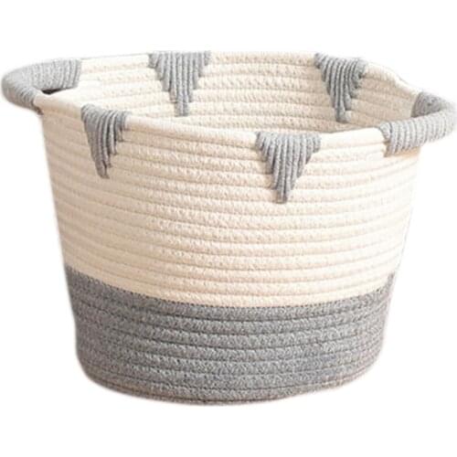 Laundry Basket Cotton Rope Round Dirty Clothes Hamper Laundry Hamper for Home