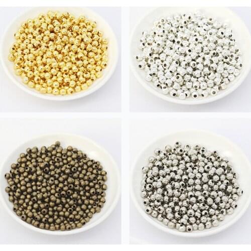 2MM/3MM/4MM/5MM/6MM/8MM Round Metal Beads Silver/Gold Alloy Color Beads 400Pieces/lot Sewing Accessories Jewelry Decoration