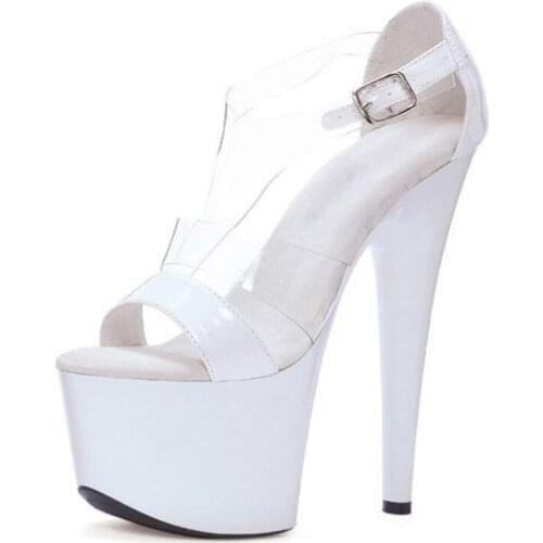 LAIJIANJINXIA Women Shoes 17cm Heels sexy Crystal super star shoes summer sandals Lady Night Club dancing shoes