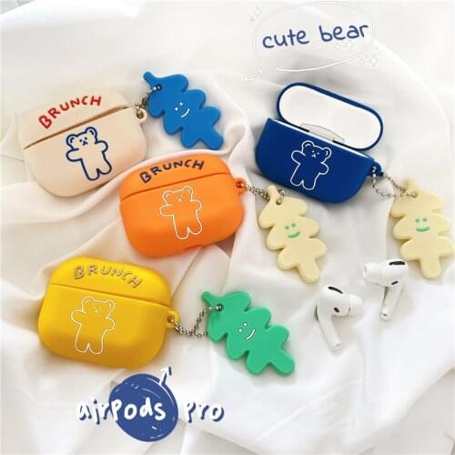 Cute Cartoon Bear Earphone Case for Airpods 1 2 3 Case Silicon Soft Earpods Cover for Airpods Pro Case Accessories with Keychain