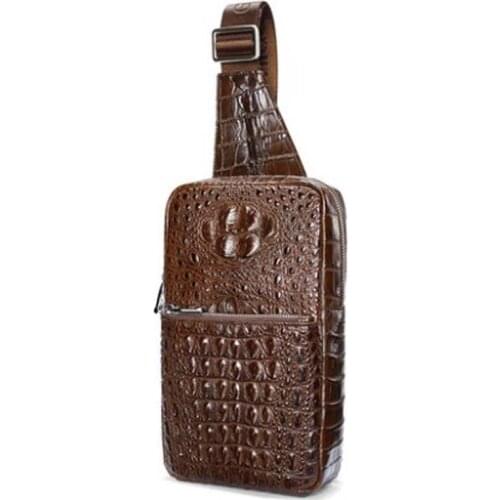 Gete crocodile chest men package male Genuine leather Thailand Siam crocodile pockets leisure tide male chest bag