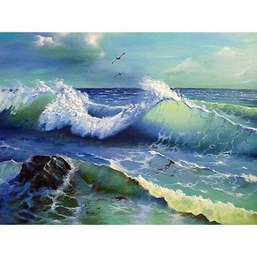 Frame Painting By Number On Canvas Kits sea scenery Unique Gift DIY Coloring By Numbers Decorection For Home