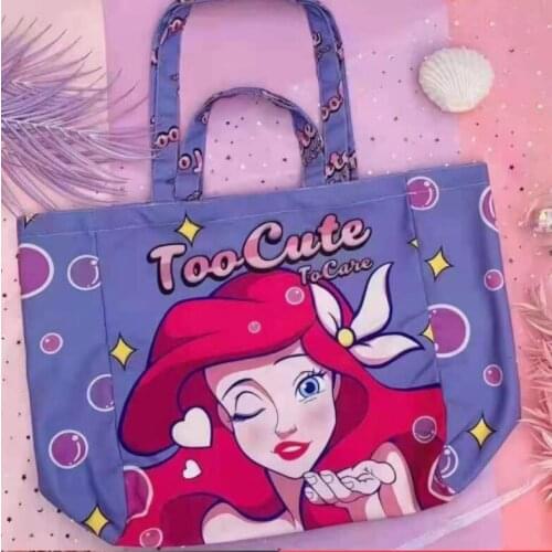 Disney Princess Mermaid 2021 new cute cartoon shopping bag female fashion canvas handbag princess girl shoulder bag mommy bag