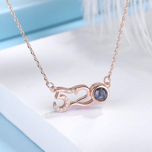 Cute Romantic Zircon Inlaid 520 I Love You Pendant Necklace For Women Ladies Wedding Party Jewelry Female Anniversary Gift