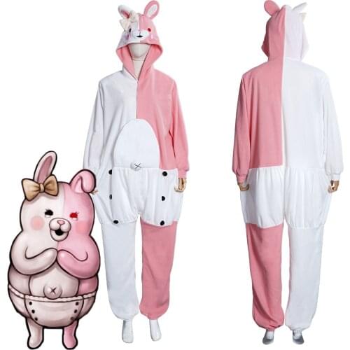 Anime Monokuma Monomi Onesies Pink Teddy Pedo Kumamon Rilakkuma Danganronpa Monomi Pajamas Sleepwear Cosplay Costume
