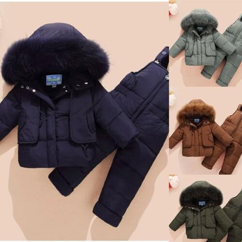 Boys down sets New winter childrens ski suit in two pieces
