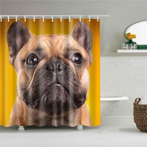 Animal Dog Shower Curtain 3D Printed Bathroom Waterproof Polyester Bath Curtain Washable Bath Decor Curtains with 12 Hooks