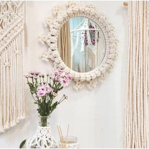 Nordic Mirror зеркало настенное Handmade Tapestry Makeup Mirrors Bedhead Bedroom Stay Porch Hotel Home Decorations Wall Hanging