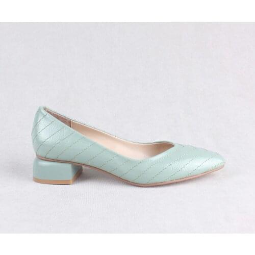 Women Shoes Water Green Casual Stylish Comfortable Low Square Heel Shoes