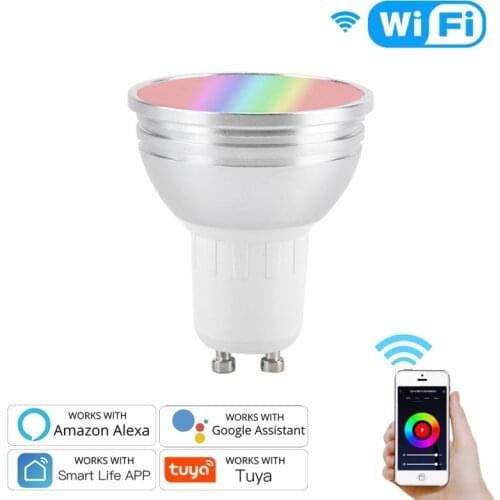 6W WIFI Smart Light Bulb RGBW Dimming Smart Life/tuya APP E27 E26 GU10 GU5.3 B22 Intelligent Led Bulb Alexa Google Home Amazon
