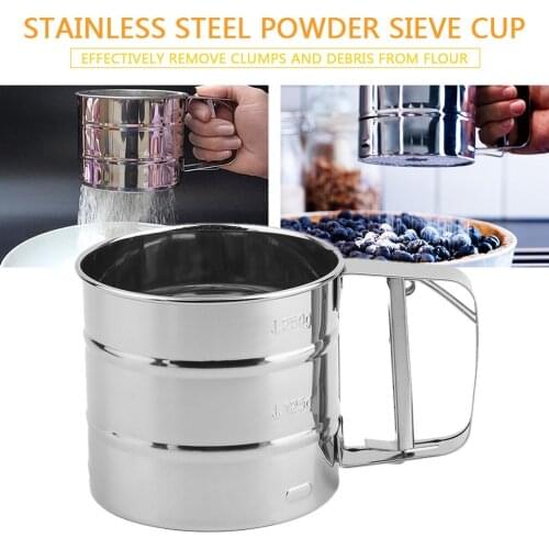 High Quality Stainless Steel Mesh Flour Sifter Mechanical Baking Icing Sugar Shaker Sieve Cup Shape Bakeware Baking Pastry Tools