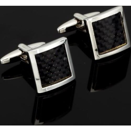 High Quality Men Cuff Links Vintage Mens Wedding Party Gift Classical fiber square Cufflinks Engraved silvery New Classic