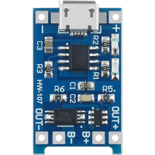 10Pcs Micro USB 5V 1A 18650 TP4056 Lithium Battery Charger Module Charging Board With Protection Dual Functions 1A Li-ion