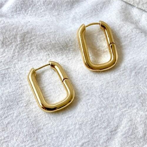 Punk Gold Color Chic O Shaped Hoop Earrings Brass Metal Irregular Geometric Huggie Earrings for Women Chunky Hoops Jewelry