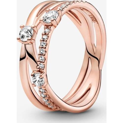 100% Real 925 Sterling Silver Rings for Women Sparkling Triple Band Ring S925 Fine Jewelry Wedding Party Gift Bague 2021 New