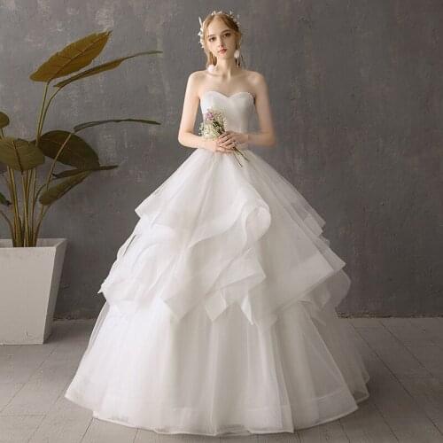 Vestido De Noiva 2020 New Wedding Dress Elegant Strapless Floor-length Lace Up Ball Gown Princess Wedding Gown Robe De Mariee