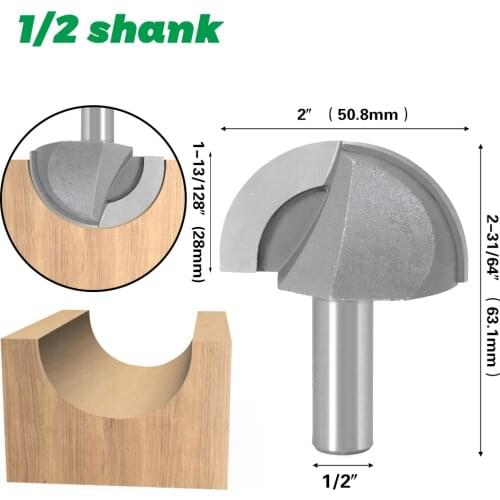 1/2" 12.7mm Shank Core Box Router Bit 1/4" Radius Round Bottom Milling Cutter