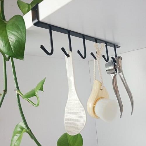 1Pc Cup Hanger Kitchen Organizer Storage Shelf Paper Shelves Multifunction Hanger For Mug Rag Glass Rack Cabinet Accessories