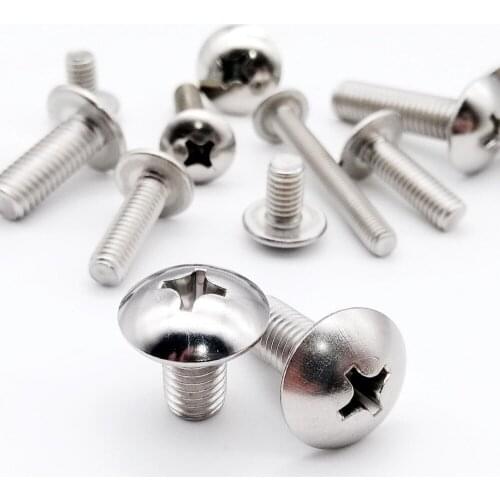 10/50X M2 M2.5 M3 M4 M5 M6 M8 304 A2-70 stainless steel JISB1111T Phillips Truss Head Large Flat Round Cross Screw Bolt L=3-80mm