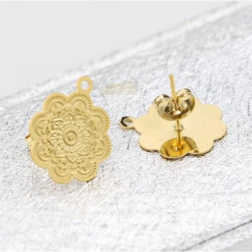 10pcs 2019 charm Stainless steel hollow Flower pattern earrings Women Earring Base Connectors Linkers for DIY Earrings Jewelry