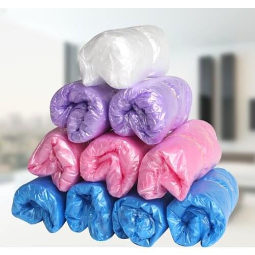 100Pcs PE Thickened Disposable Shoe Cover Plastic Waterproof Dustproof Rainproof Shoe Booties Covers Home Office Indoor Outdoor