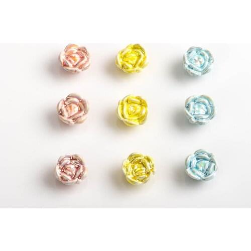 15# 10pcs Rose Flower Plating Ceramic Beads Pendant Colorful Porcelain Bead For Jewelry Making Part Accessories #XN056